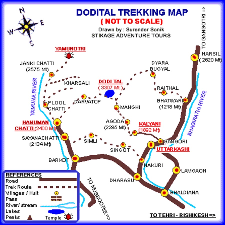 Map of Dodi Tal - Yamunotri