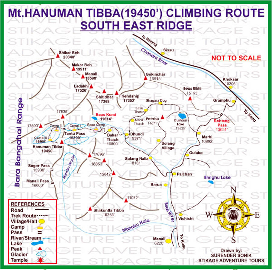 Route Map to Mt. Hanuman Tibba 