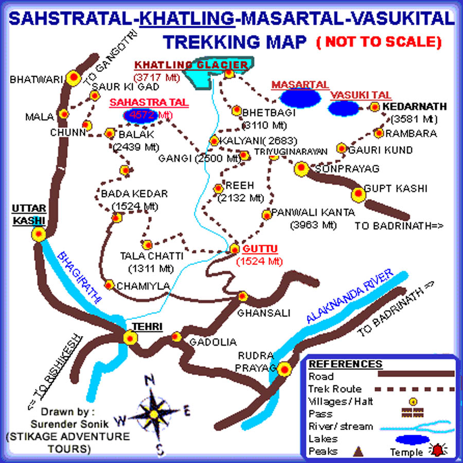 Map of Vasukital-khatling Glacier