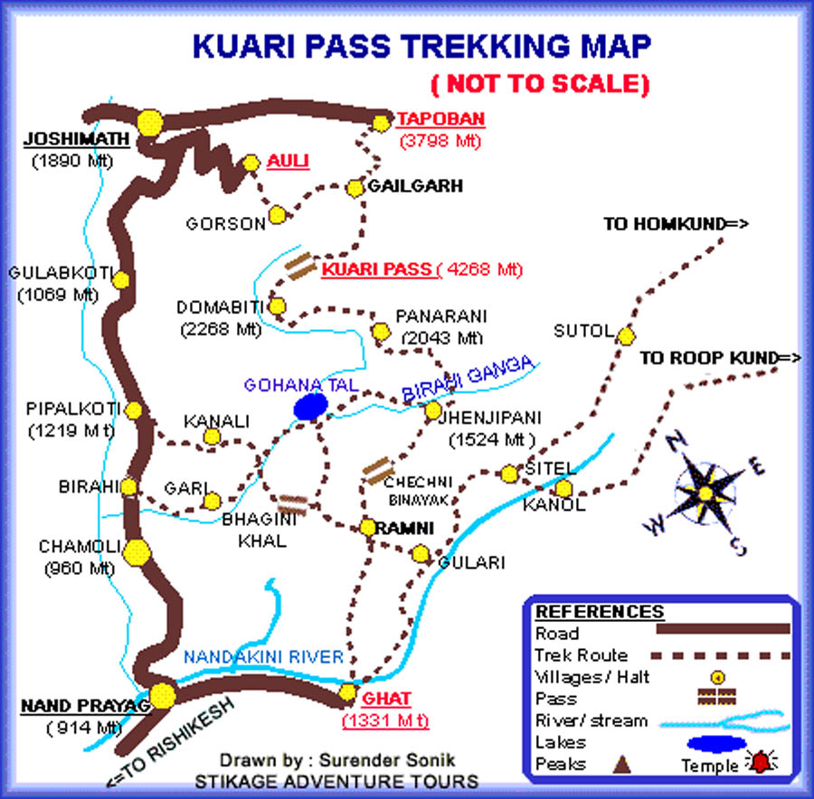 Map of Kuari pass