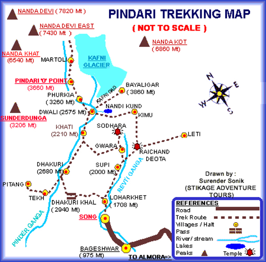 Map of Pindari Glacier