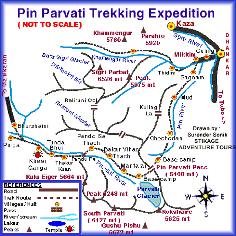 Map of Pin Parvati Pass